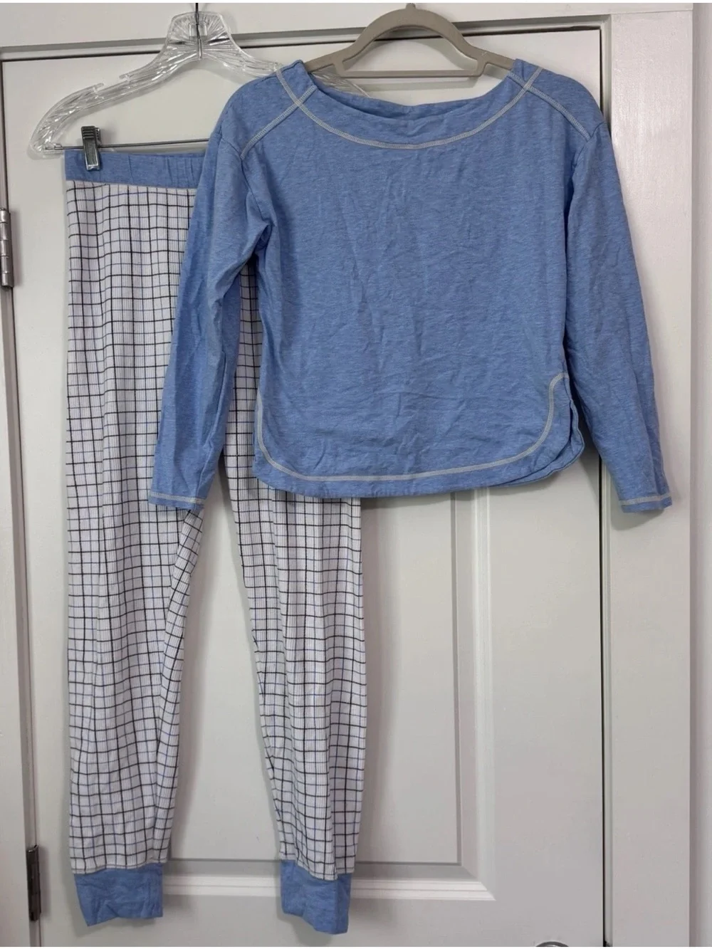 Free People Intimately Small Blue & White Thermal Pajama Set